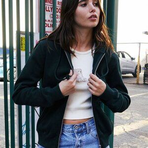 Brandy Melville John Galt Green Christy Full Zip Hoodie